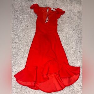 Hello Molly Orange Ruffle Mini Dress Womens Size Small